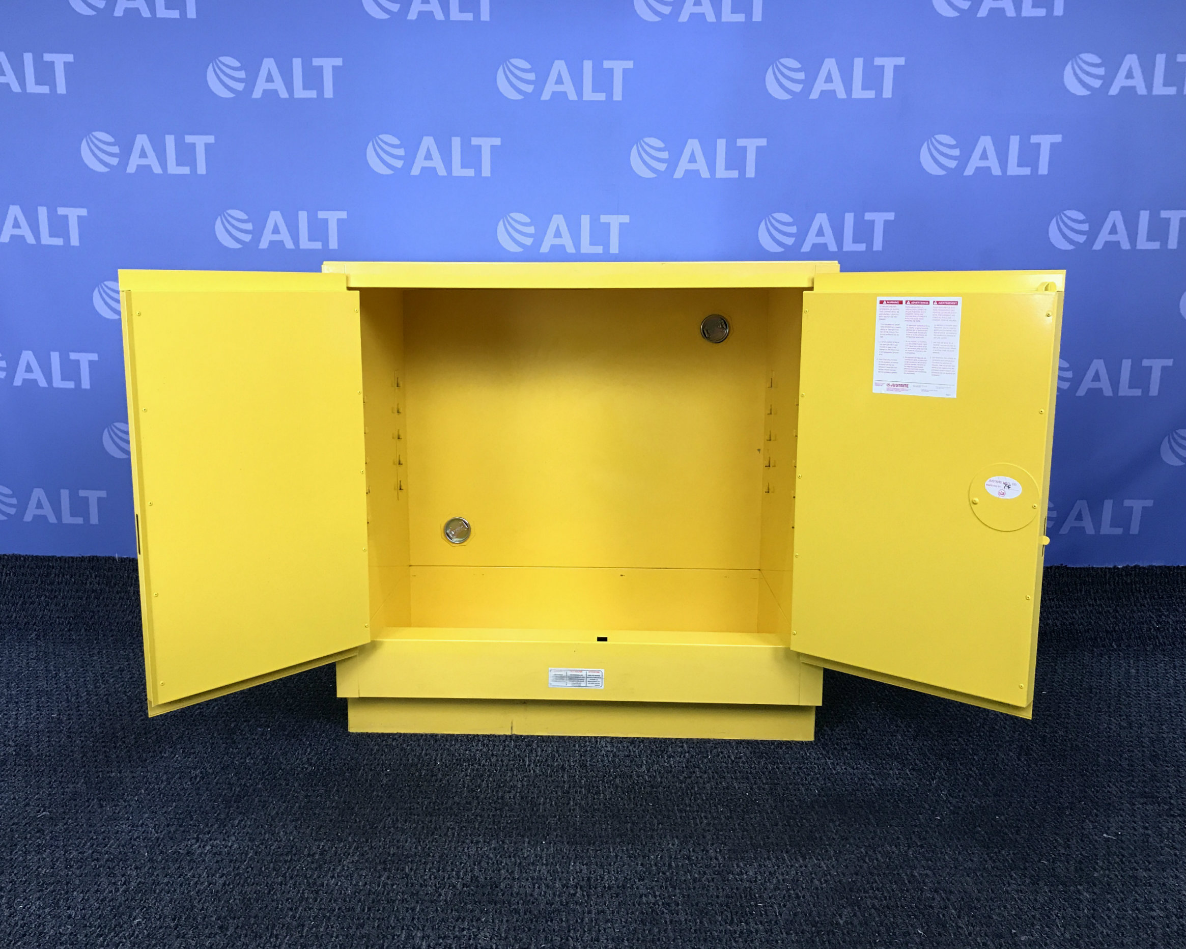 Justrite Model 25730 22 gal. Flammable Cabinet, 35″ x 35″ x 22″, Manual Door Type