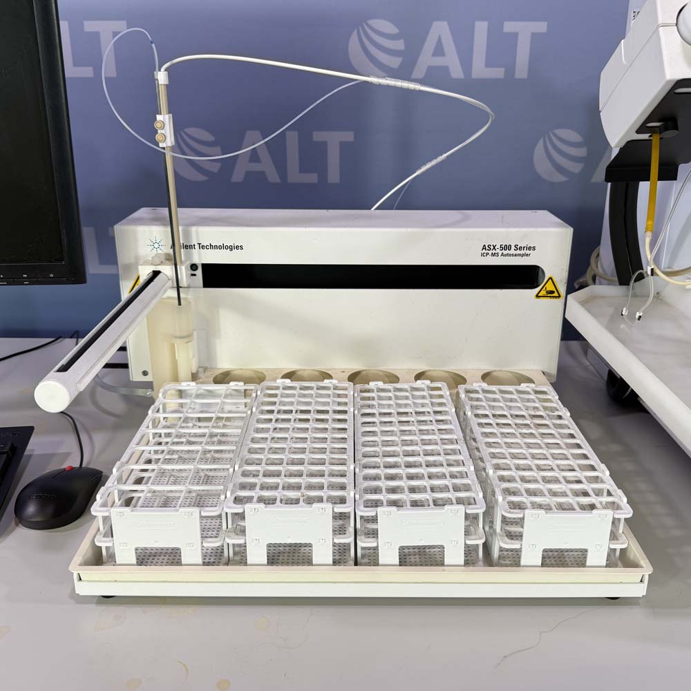 Agilent 7700x (G3281A) Inductively Coupled Plasma Mass Spectrometer With ASX-500 Series Autosampler G3286A, Heat Exchanger, Vacuum Pump