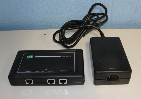Digi EtherLite 2 Terminal Server with Power Supply. P/N (1P)50000989-01 J