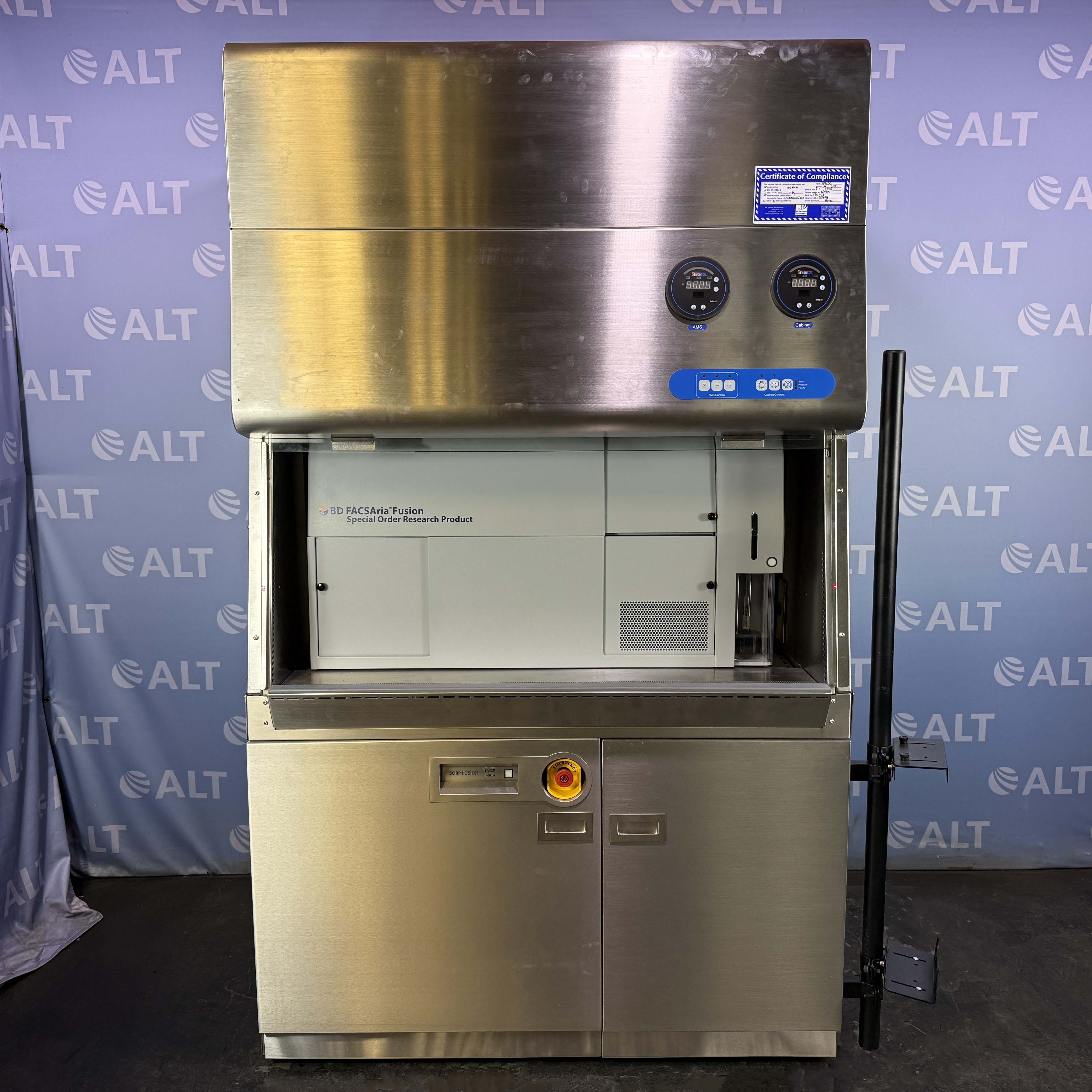 BD Biosciences FACSAria Fusion Flow Cytometer With BD400 Class II Biosafety Cabinet, Thermo Scientific Chiller, And JUN-AIR Compressor