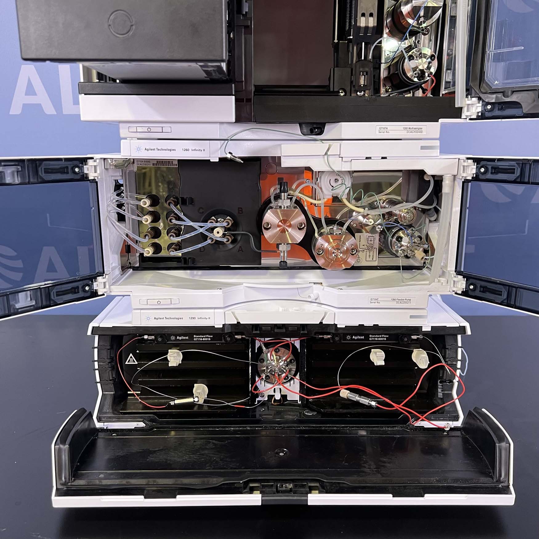 Agilent 1260 Infinity II System With G7104C Flex Pump, G7167A Sampler, G7116B MCT, G7115A DAD, G1364F FC-AS, And G1330B Thermo