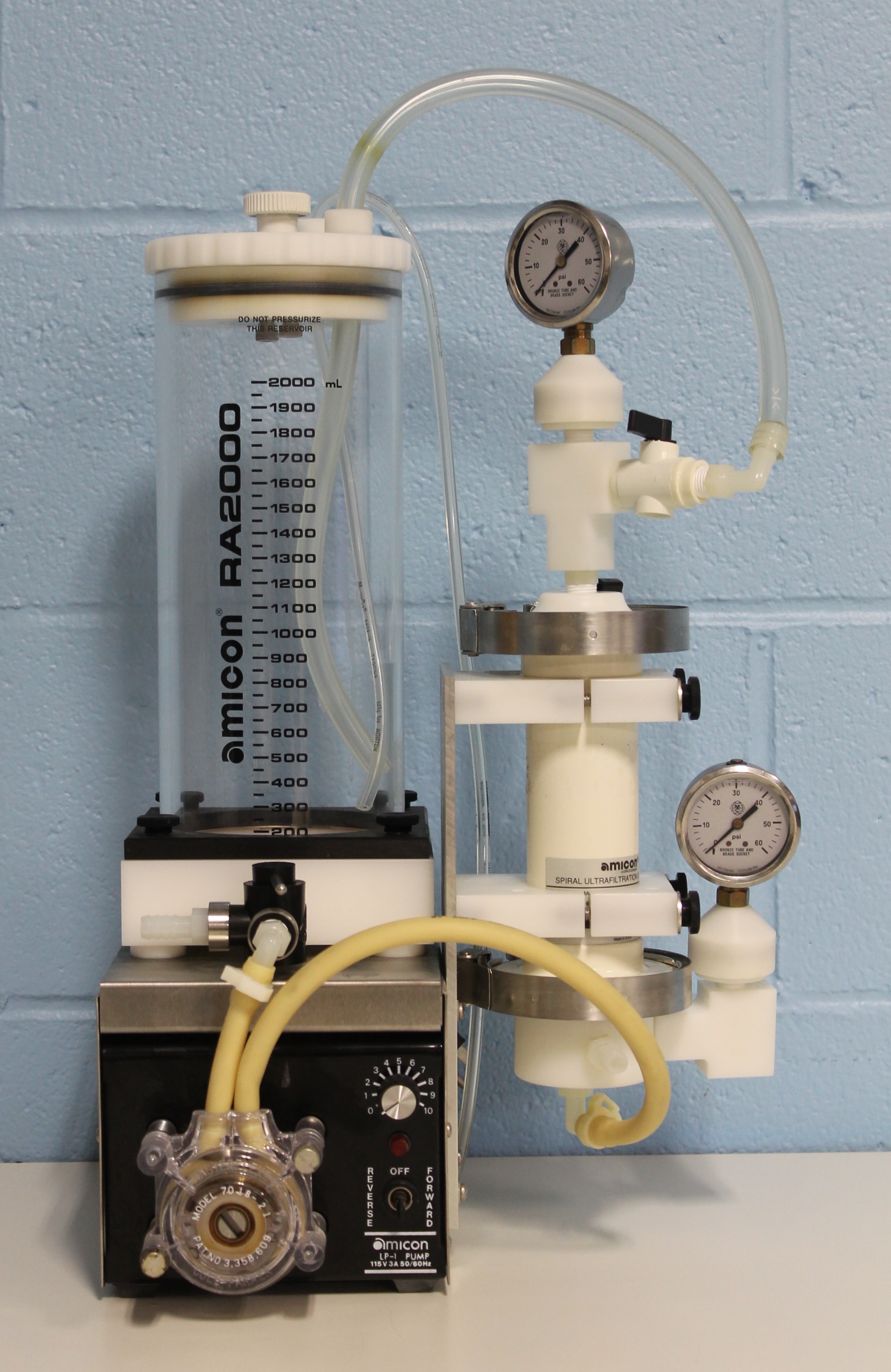 Amicon LP-1 Peristaltic Pump 7018-21 Head / RA2000 Reservoir / Spiral Cartridge