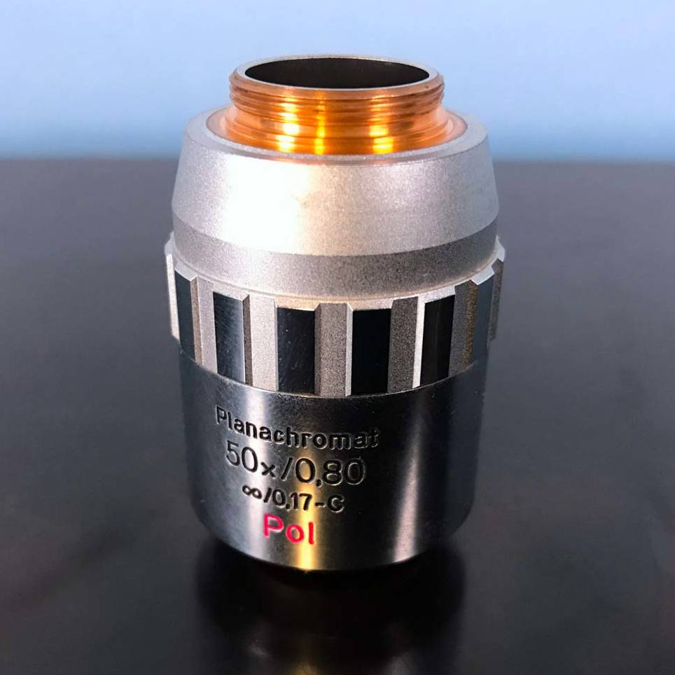 Used Lab Equipment - Aus Jena Microscope Objective, Planachromat 50x/0.80 0.17 -C Pol 13