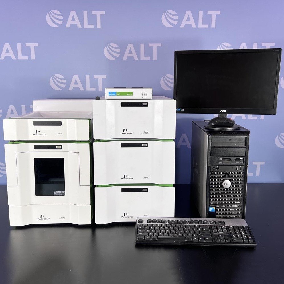 Used Lab Equipment - PerkinElmer Flexar HPLC System Including Solvent Manager With Integrated Degasser, Quaternary Pump, Peltier Autosampler, Column Oven, PDA Plus Detector And Data Handling System 15