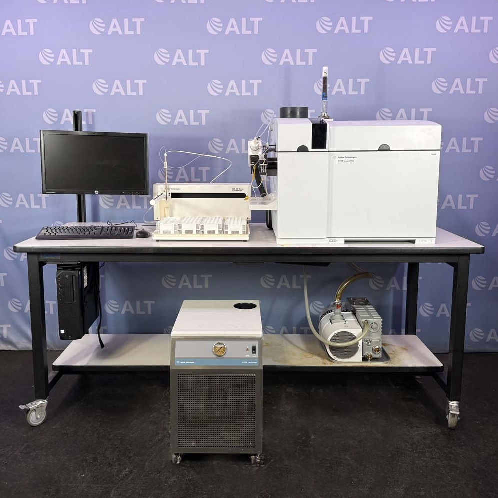 Used Lab Equipment - Agilent 7700x (G3281A) Inductively Coupled Plasma Mass Spectrometer With ASX-500 Series Autosampler G3286A, Heat Exchanger, Vacuum Pump 3