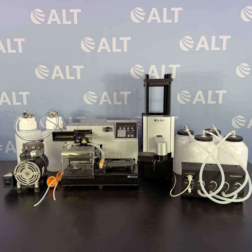 Used Lab Equipment - BioTek EL406 Microplate Washer Dispenser, Model EL406PUB1, With BioStack 3 Microplate Stacker 7